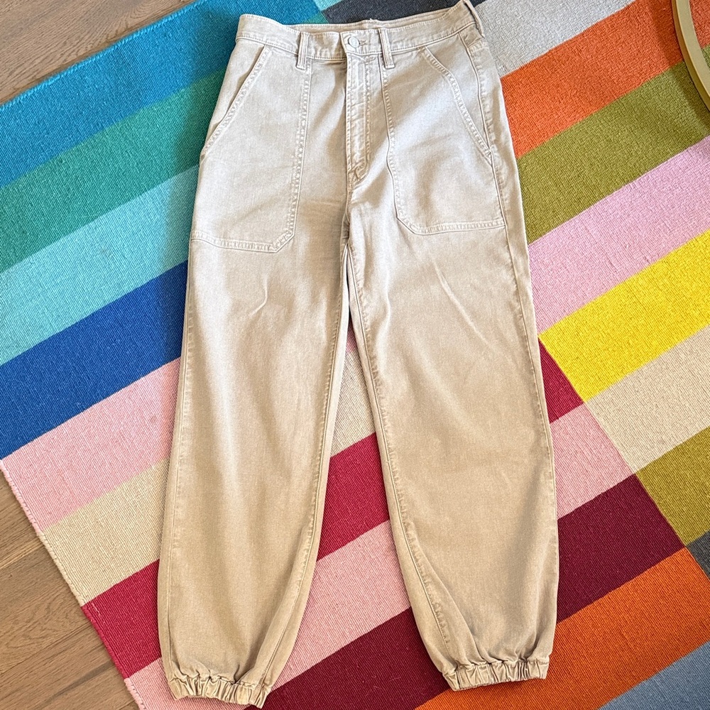 MOTHER High Waisted Khaki Cargo Jeans Size 27